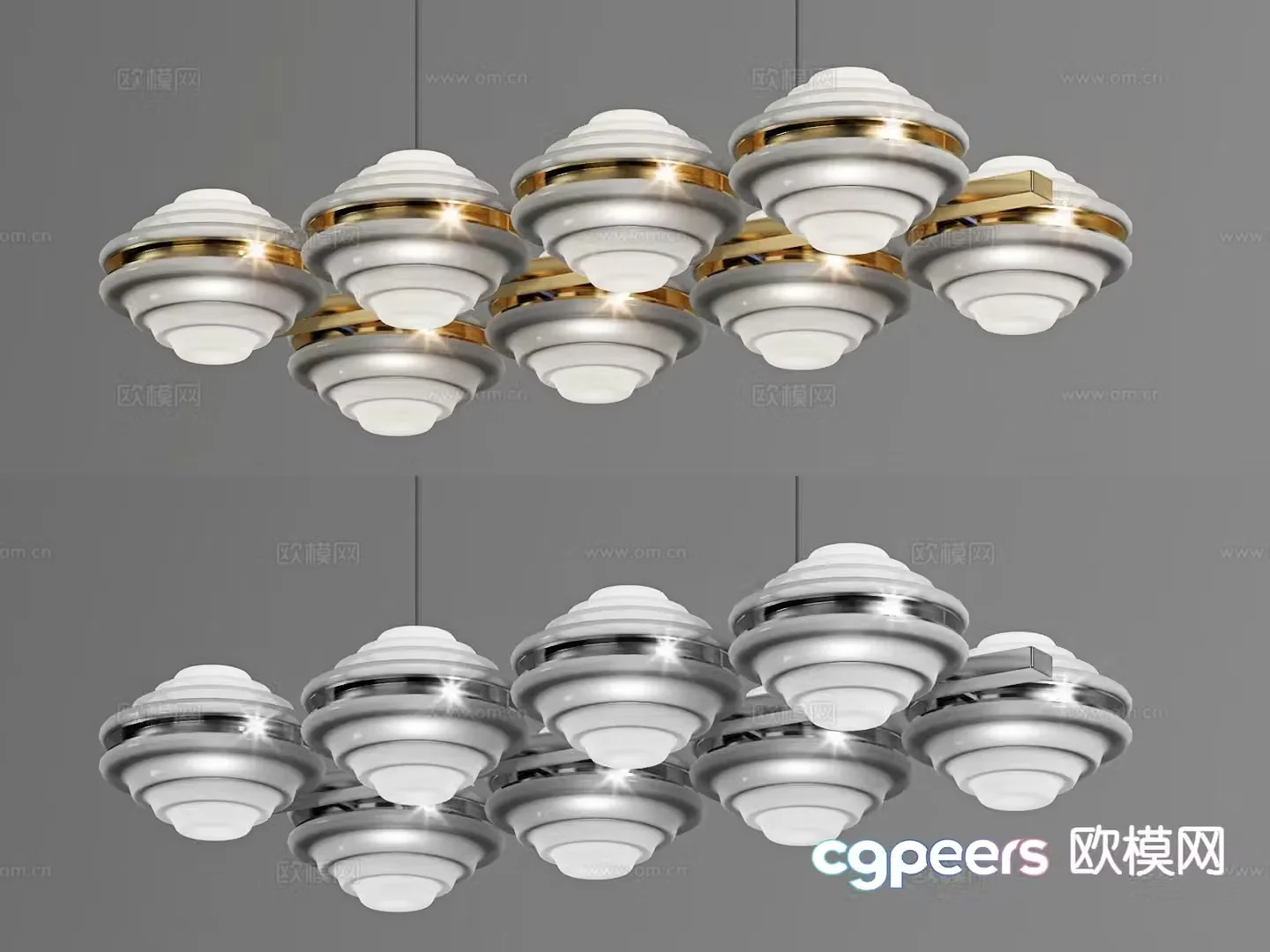 Light luxury multi-head chandelier 3D model