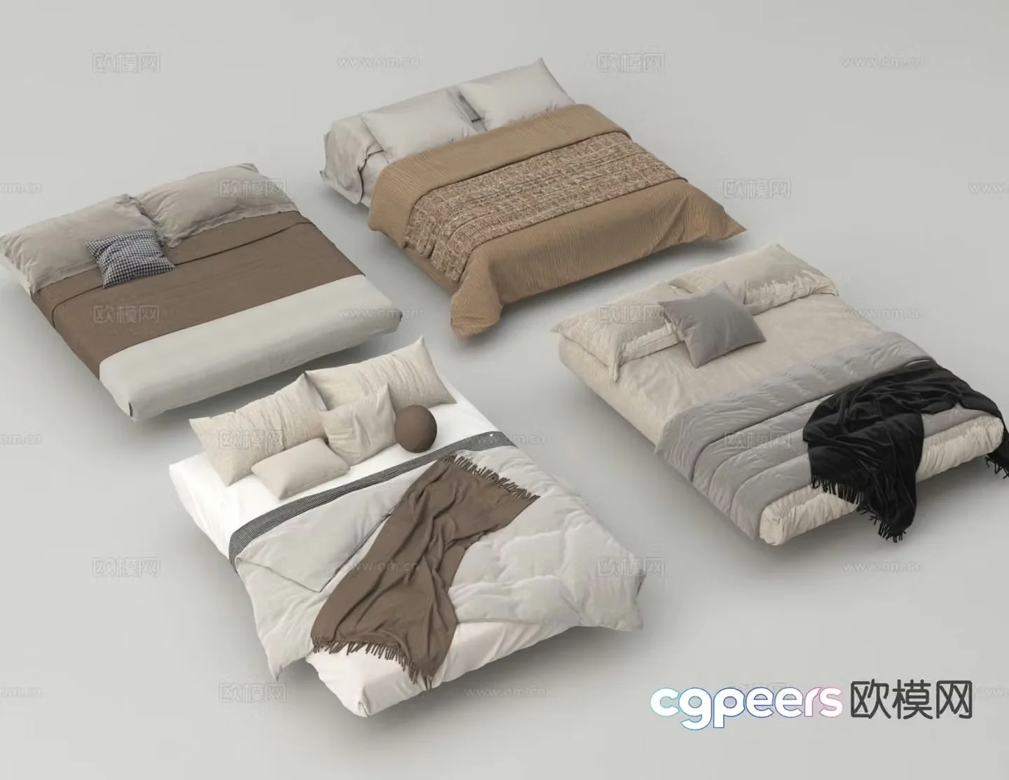 Modern tatami bed double bed 3d model