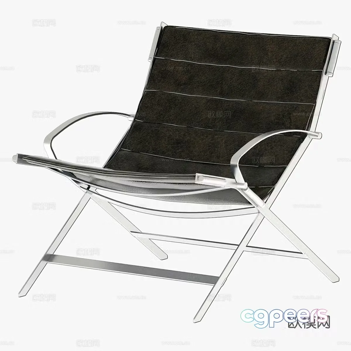 Outdoor leisure chair courtyard leisure chair metal leisure chair leather leisure chair backrest chair recliner 3d model