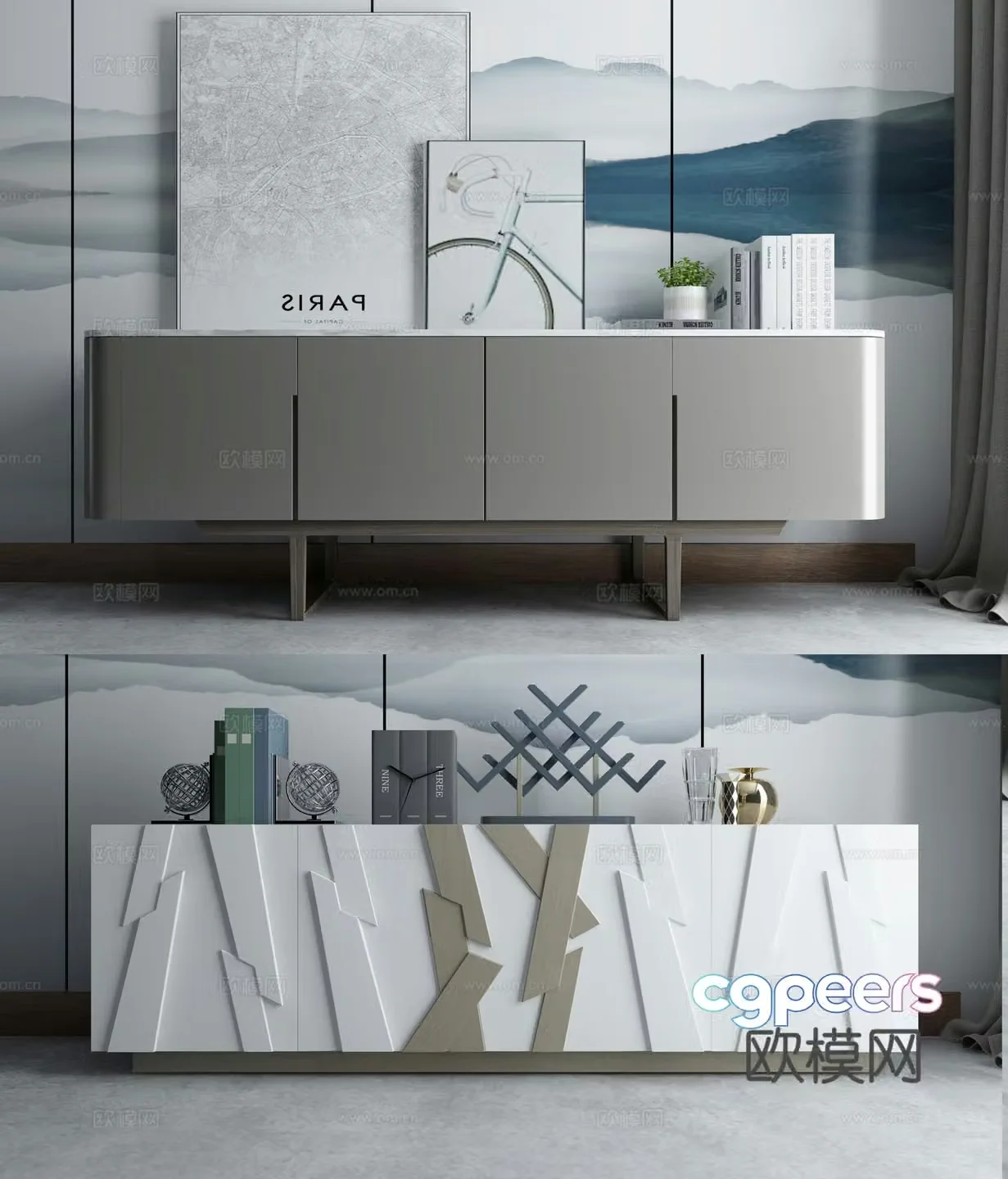 Modern TV cabinet combination 3D model