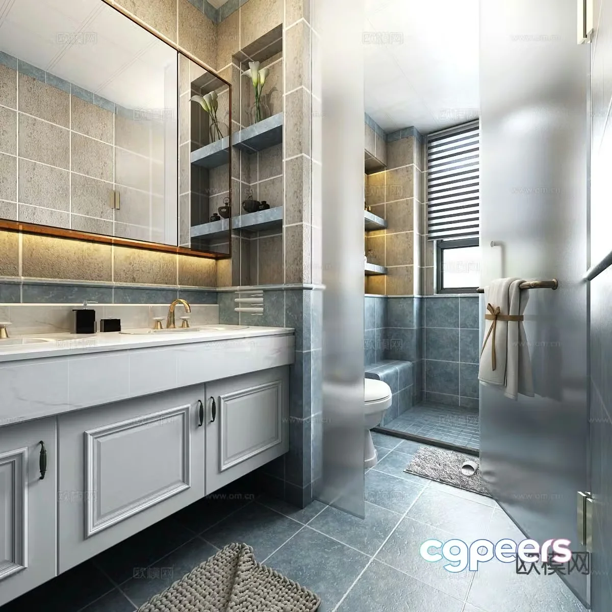 American bathroom bathroom toilet 3d model