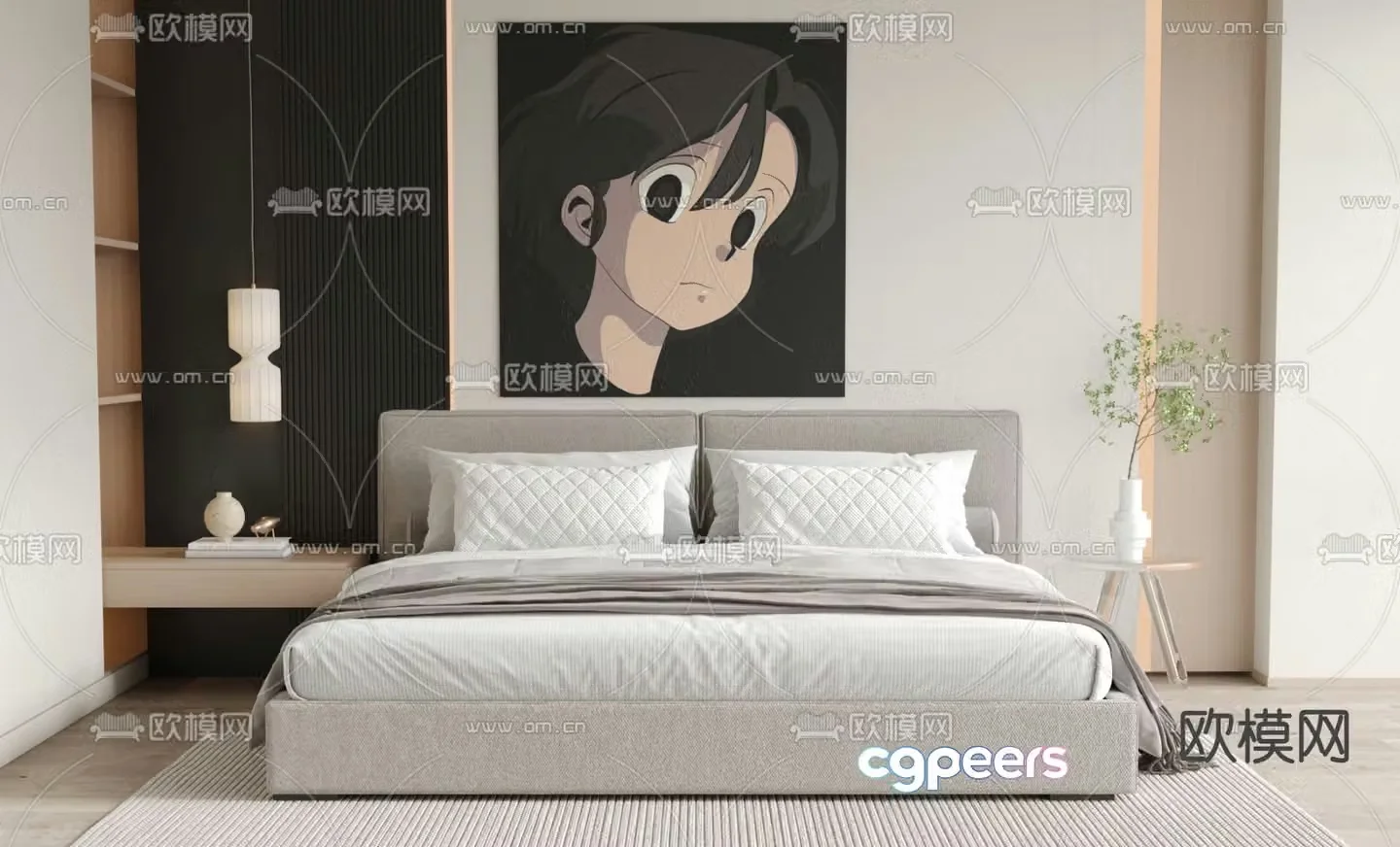 Modern double bed 3d model