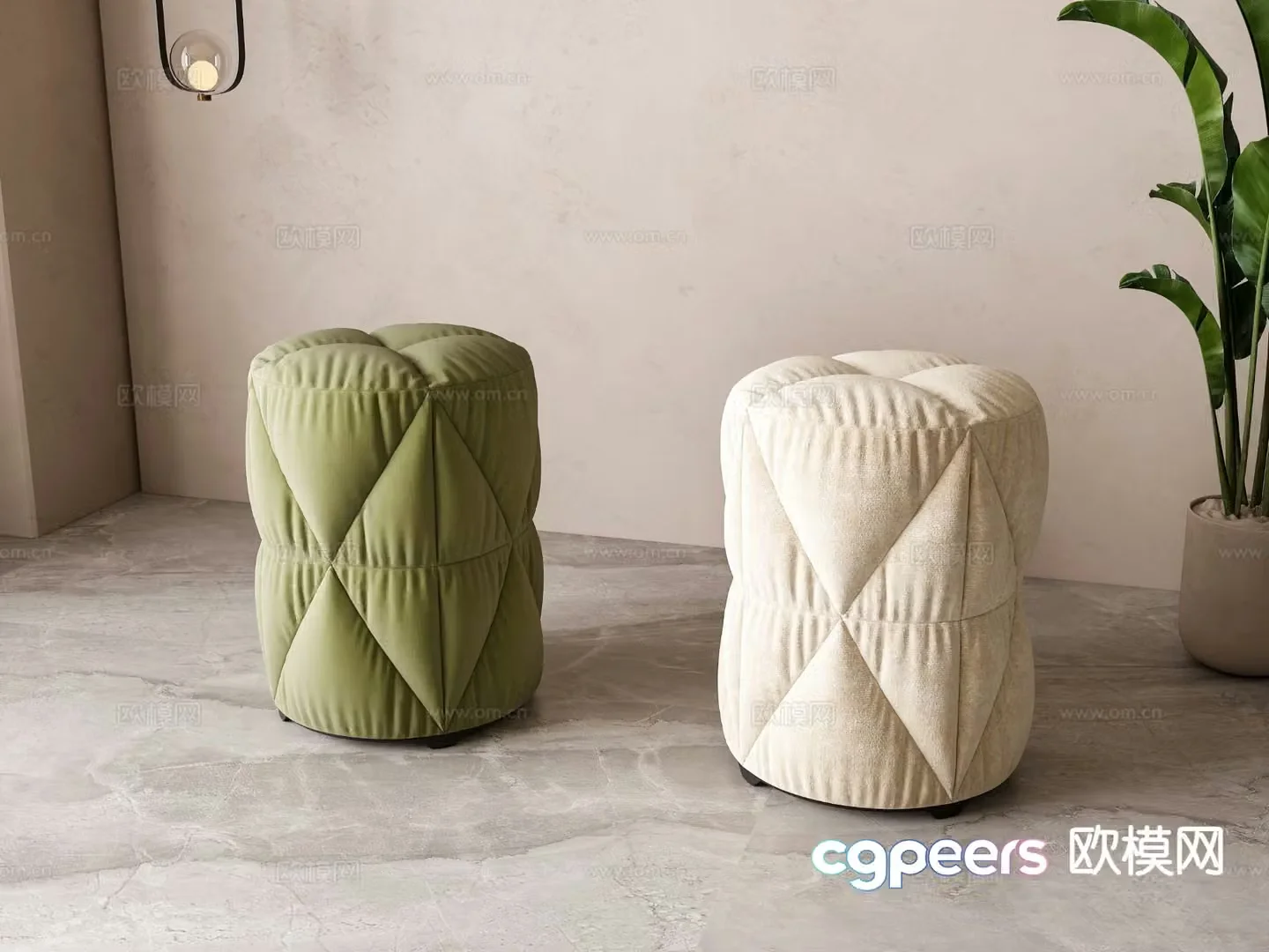 Simple European stool round stool 3d model