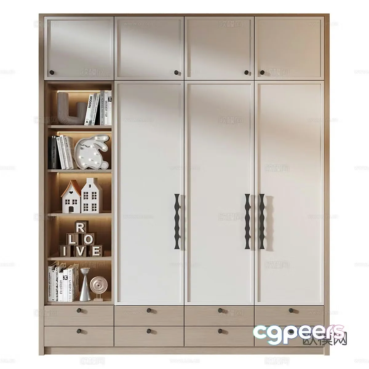 Modern creamy style children’s wardrobe 3d model