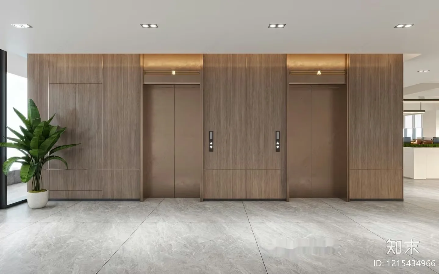 A Modern Elevator Lobby 3D Model – 13422 – VRAY Render