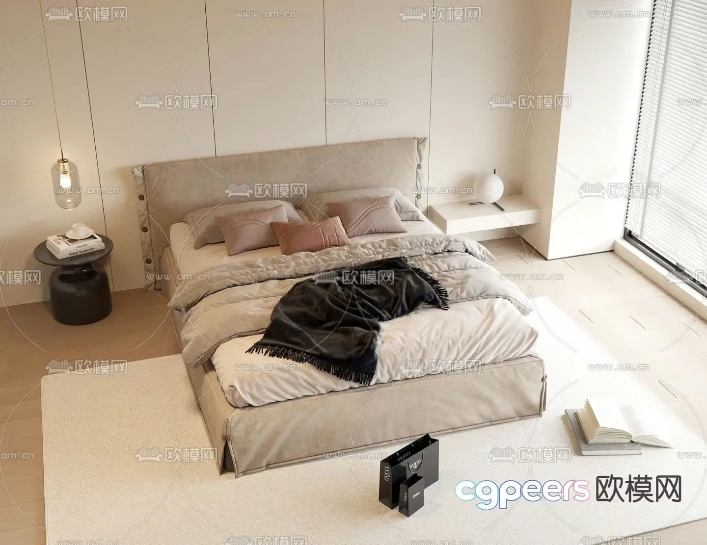 Modern double bed 3d model