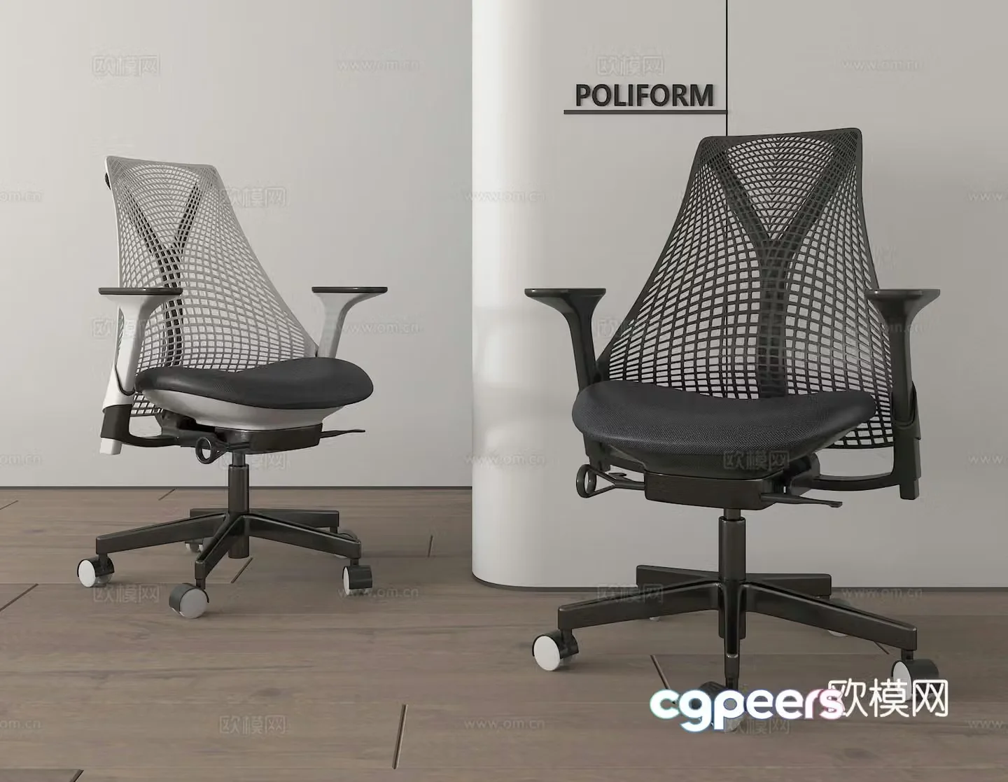 Mesh office chair swivel chair staff chair 3d model