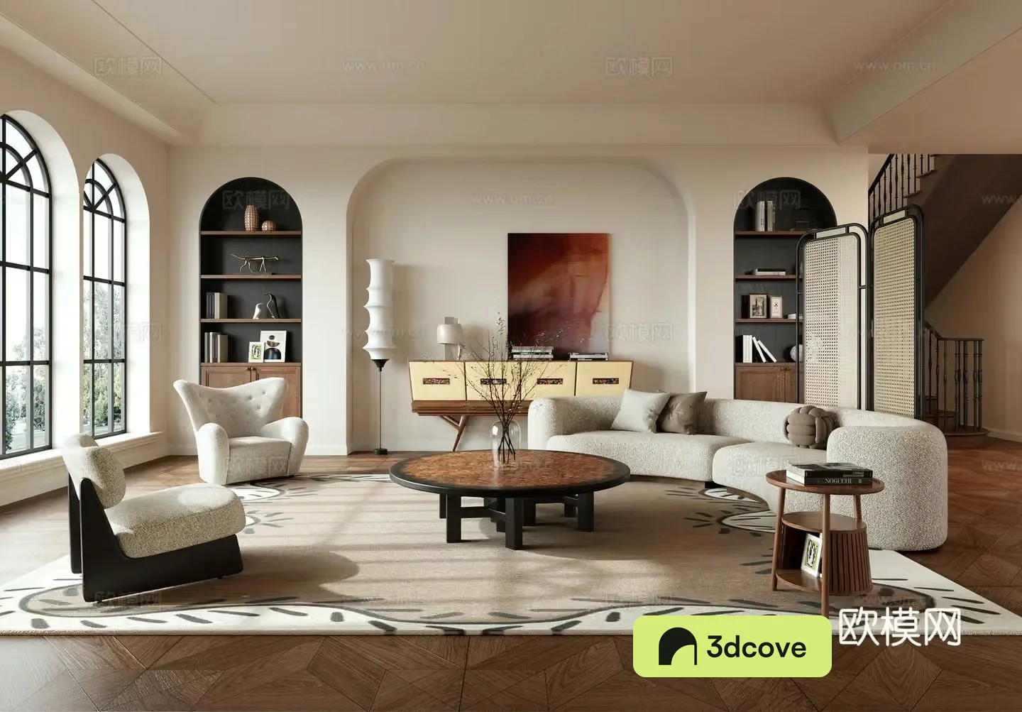 Middle-aged living room 3d model