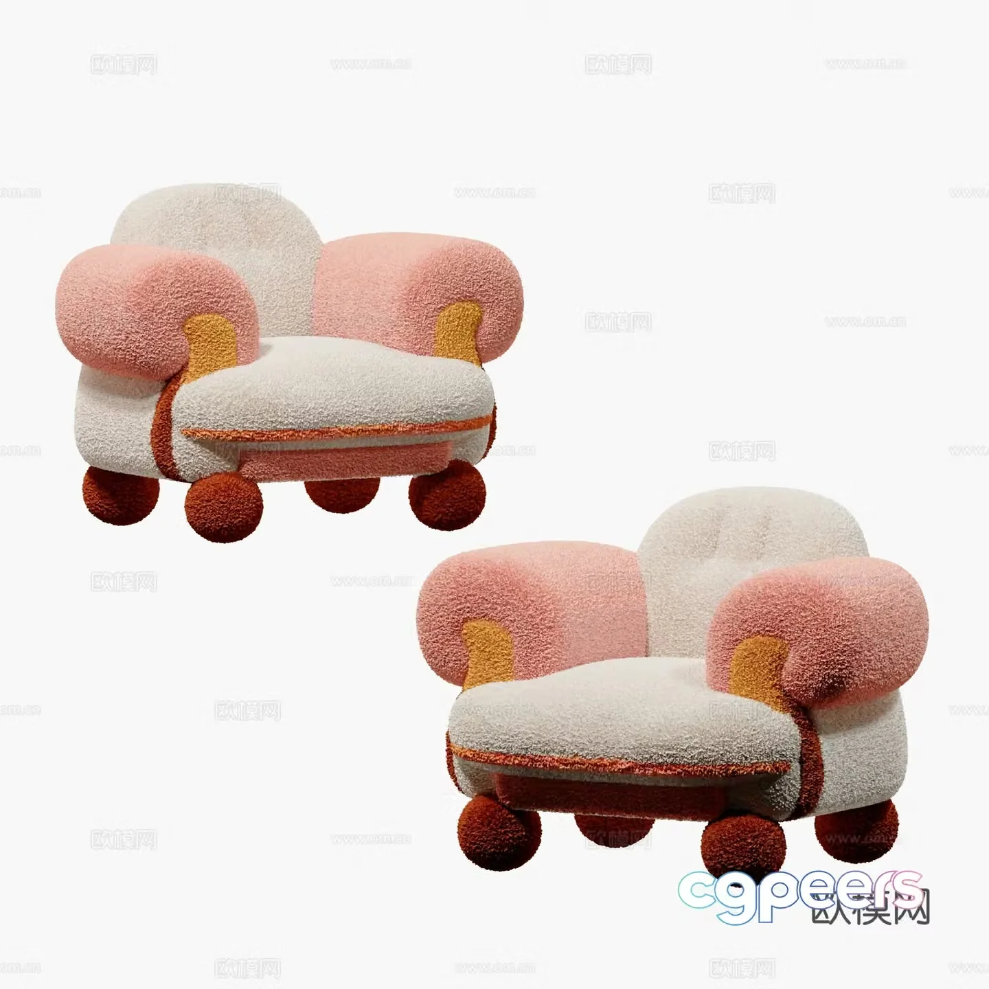 Modern children’s macaron casual sofa leisure chair 3d model