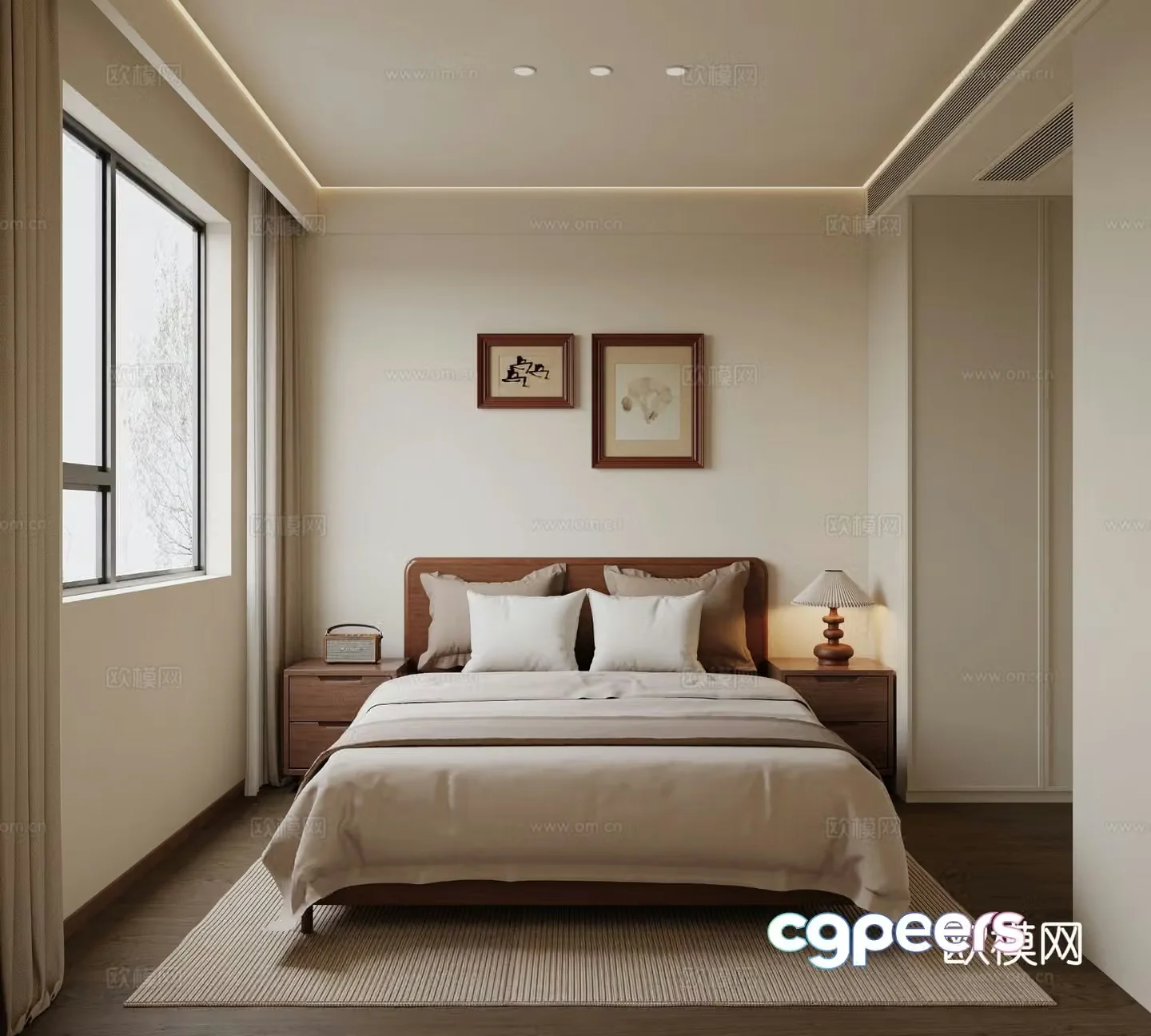 Medieval style bedroom without main light 3D model of master bedroom