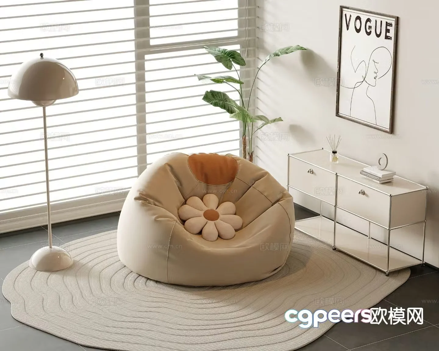 Modern lazy sofa beanbag sofa 3d model