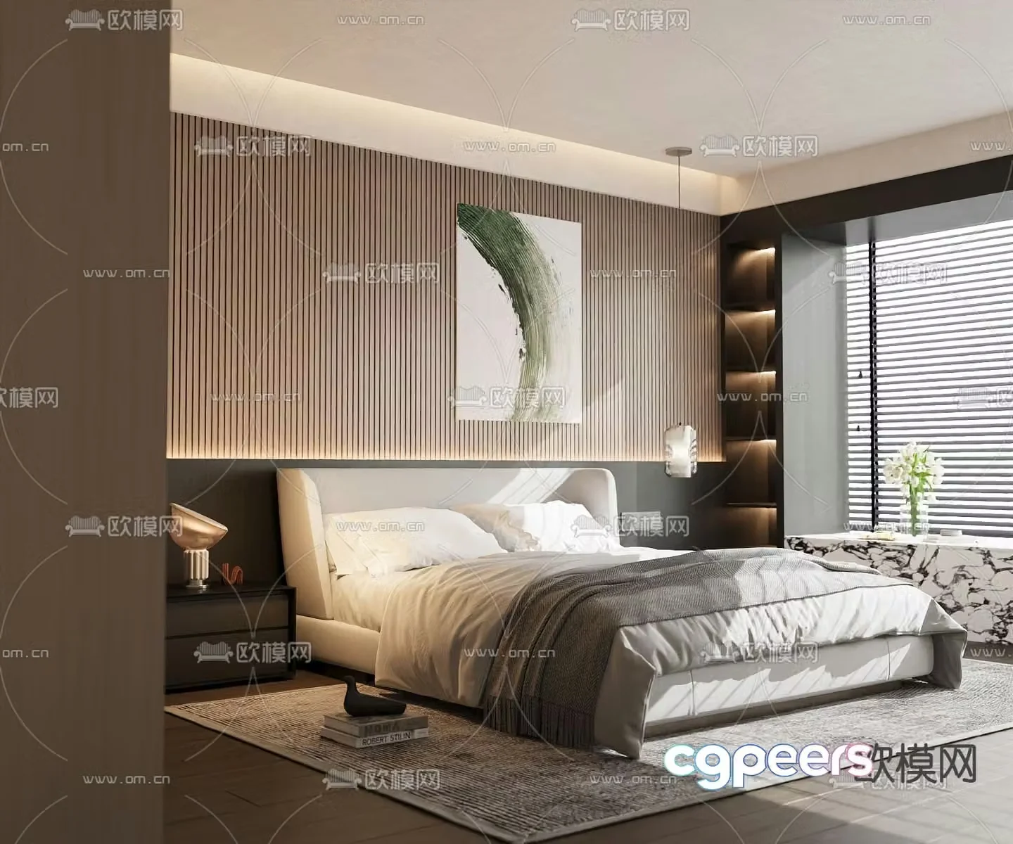 Modern double bed 3d model