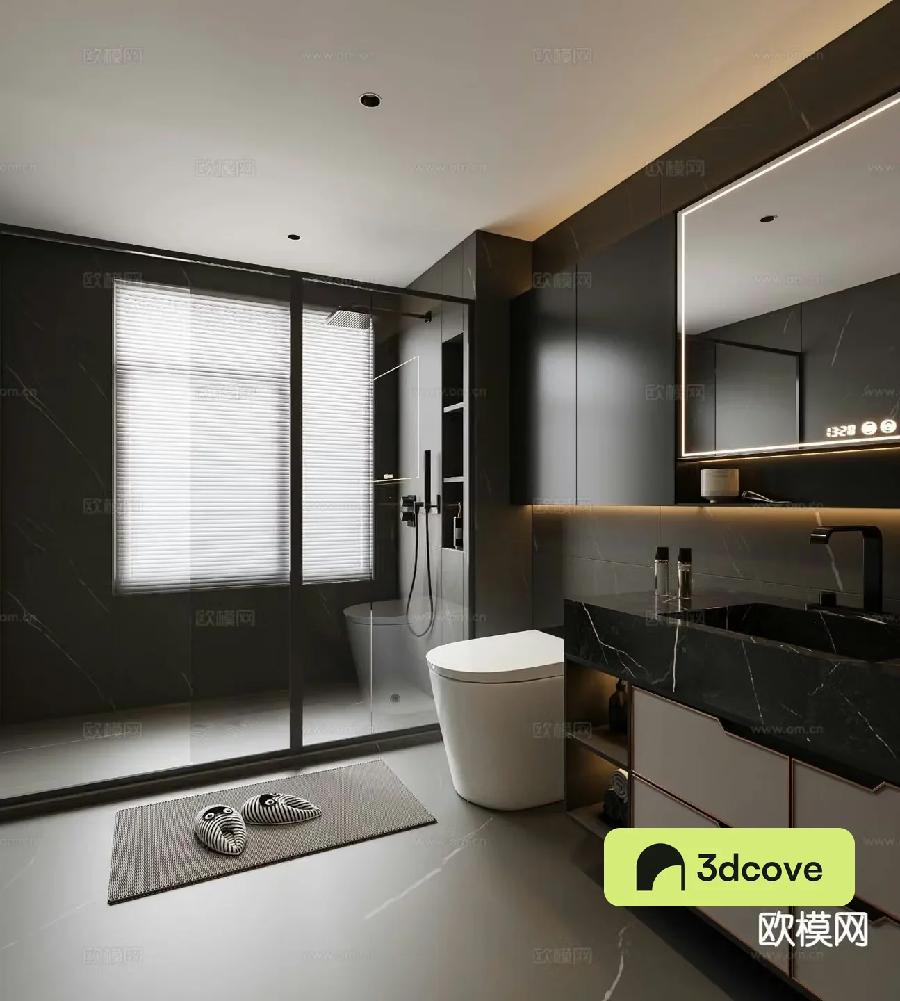 Dark style bathroom