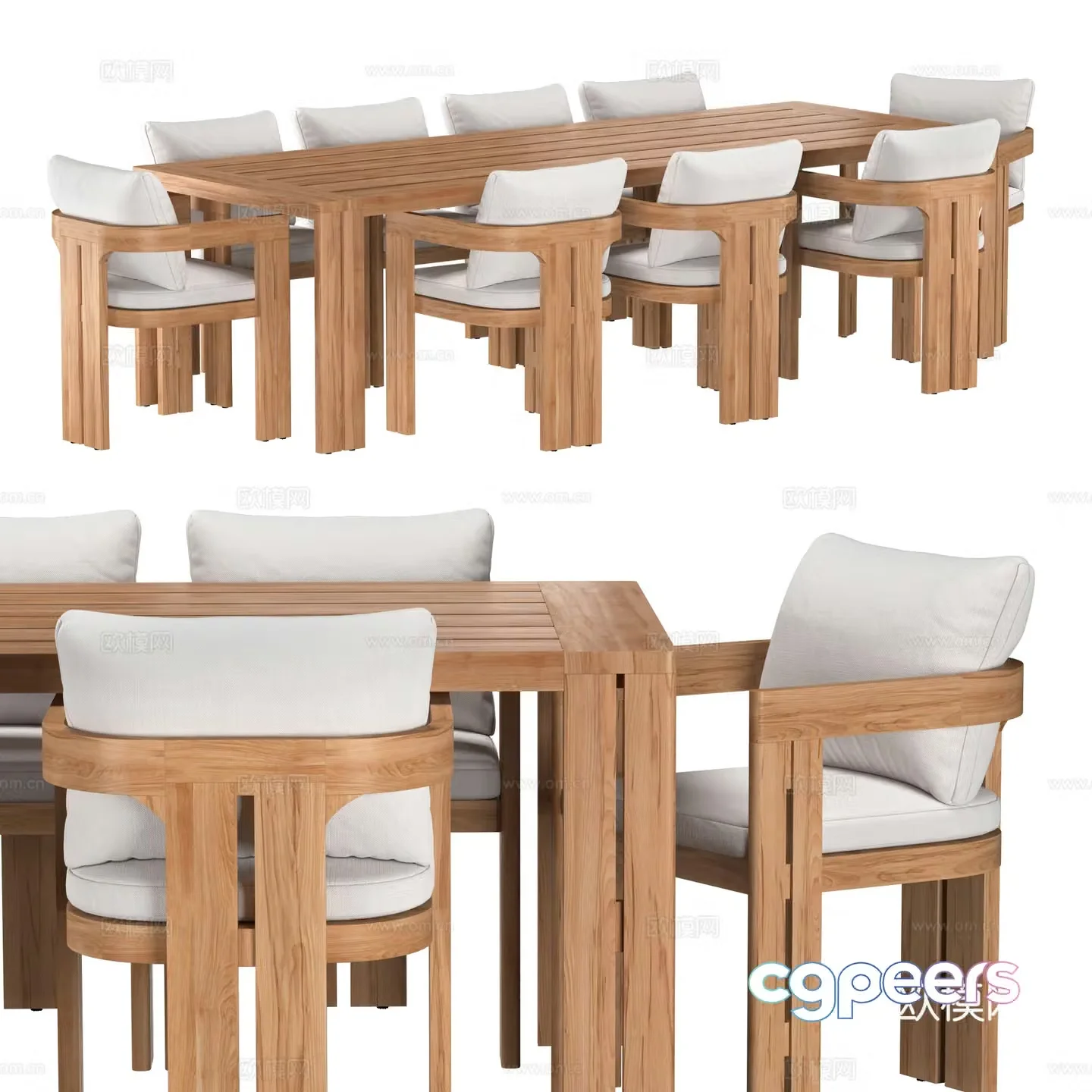 New Chinese style outdoor table and chair dining table and chair 3D model