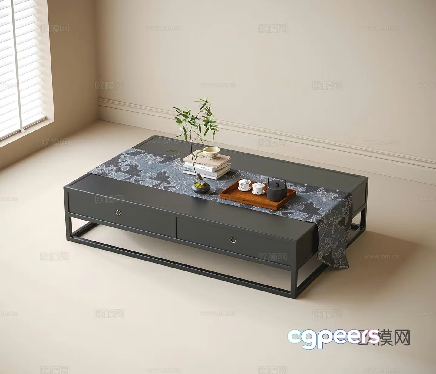 Chinese solid wood coffee table 3D model