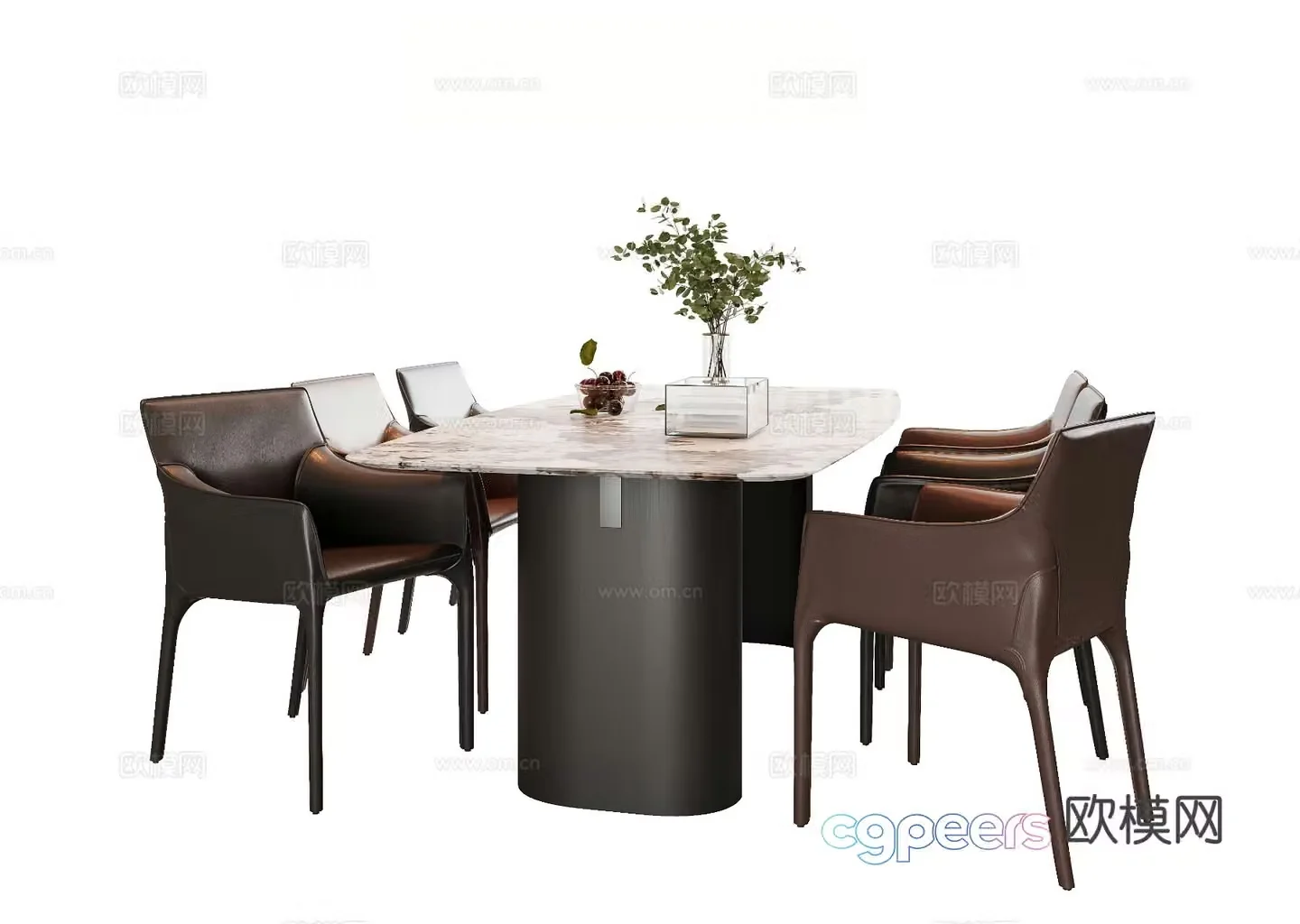 Italian dining table and chairs 3d model