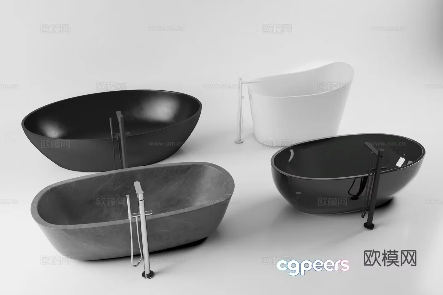 Built-in bathtub Circular bathtub 3D model