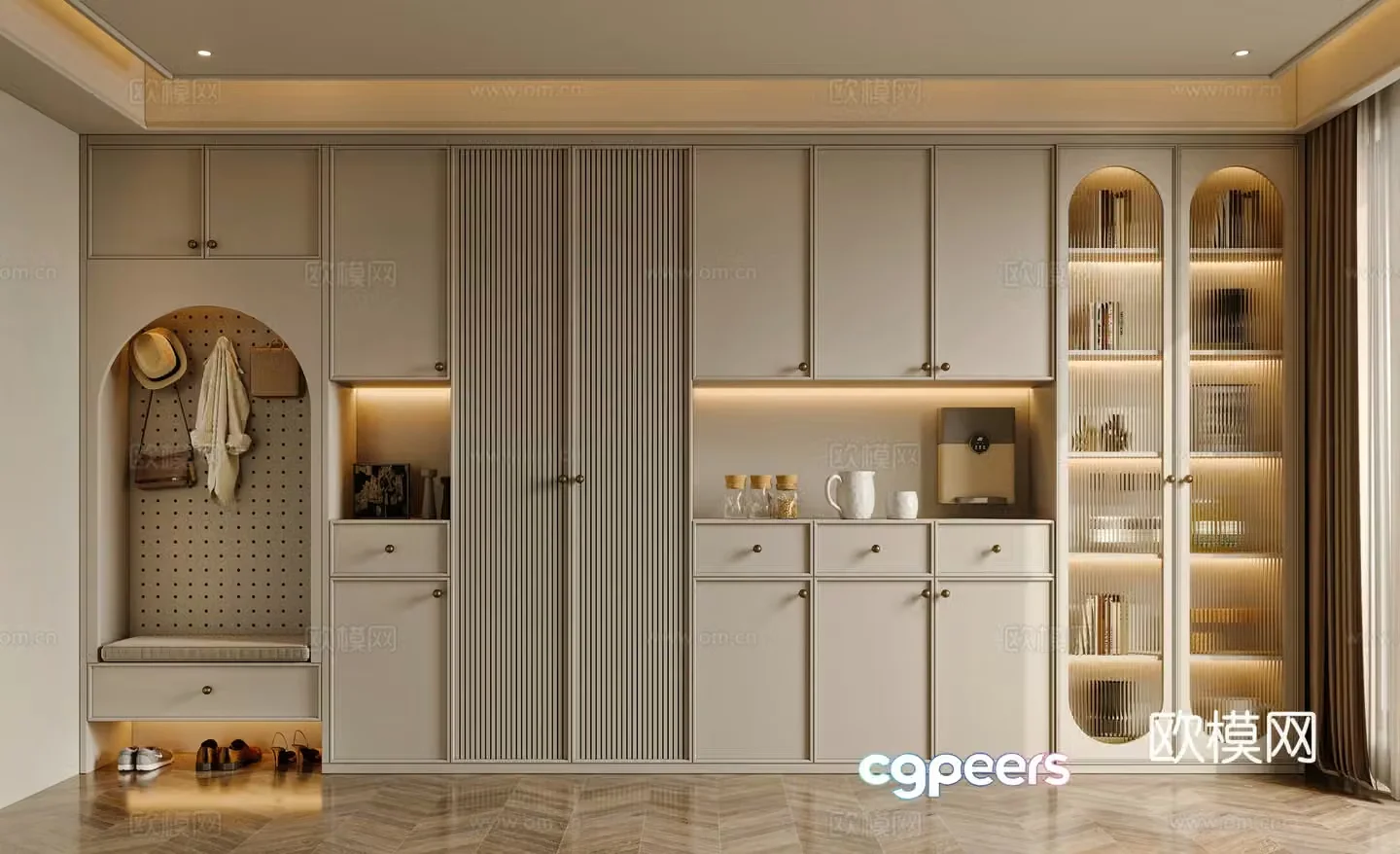 French shoe cabinet sideboard 3D model