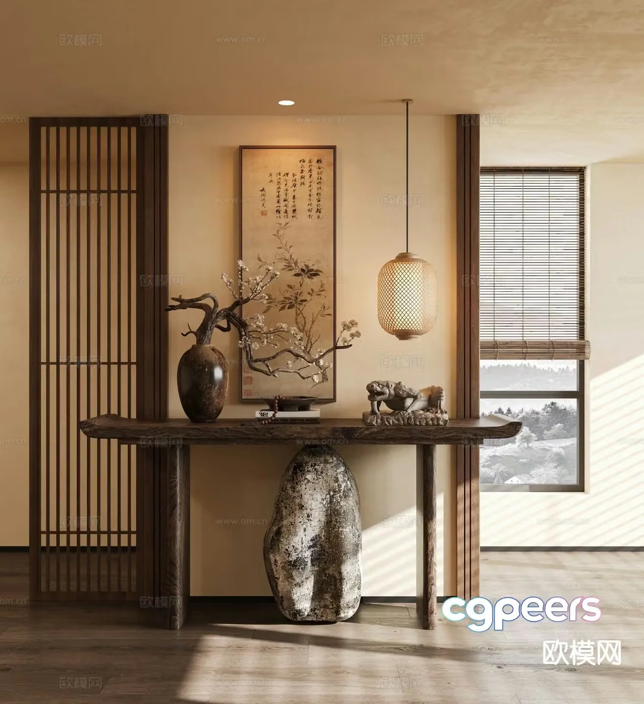 New Chinese style entrance desk 3D model
