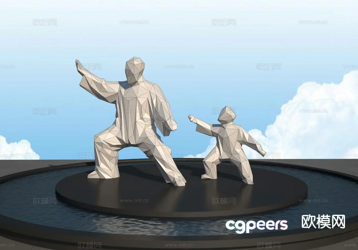 Tai Chi landscape sculpture 3D model