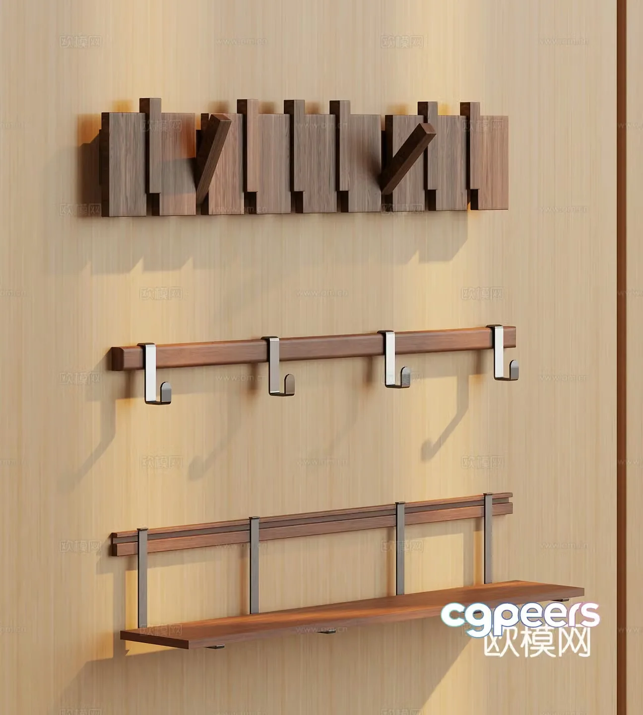 Middle-aged style coat hook 3D model