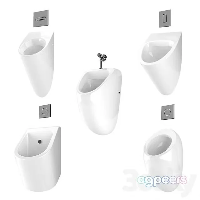 3ds Max Free – Urinal with Flush Buttons 2 Set