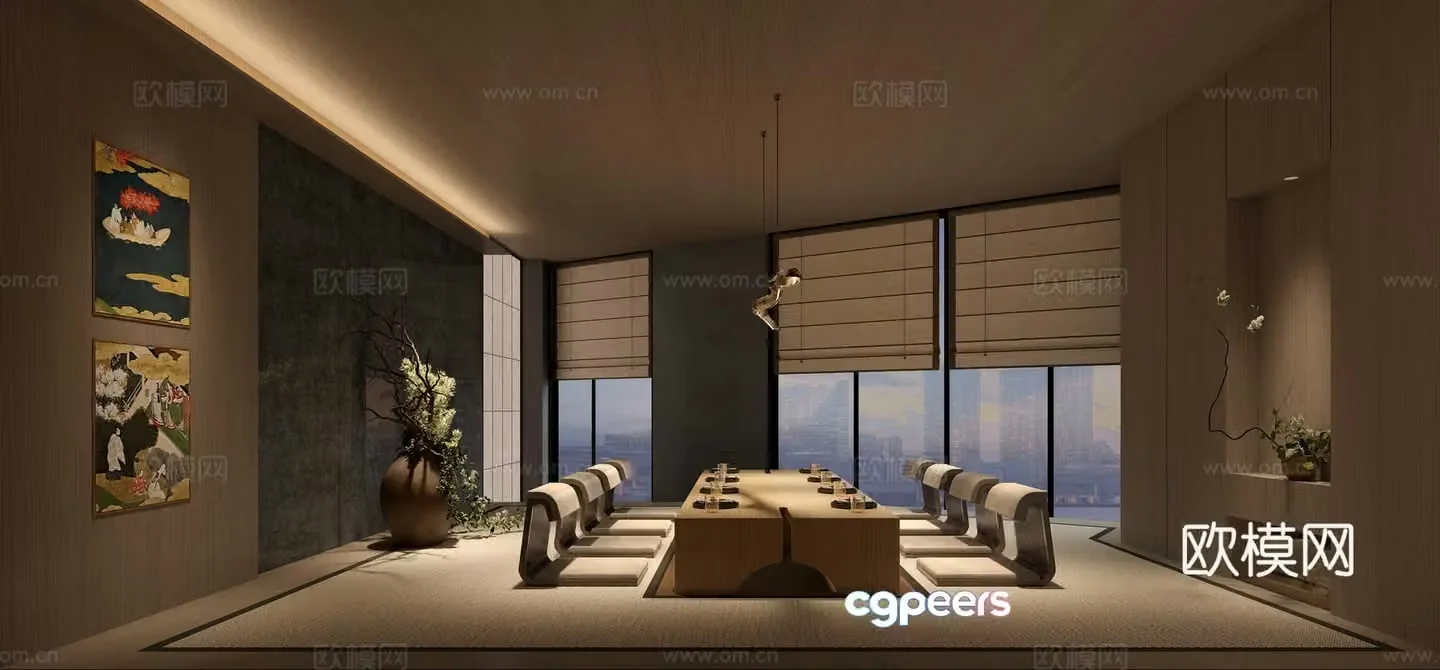 Japanese restaurant private room 3D model