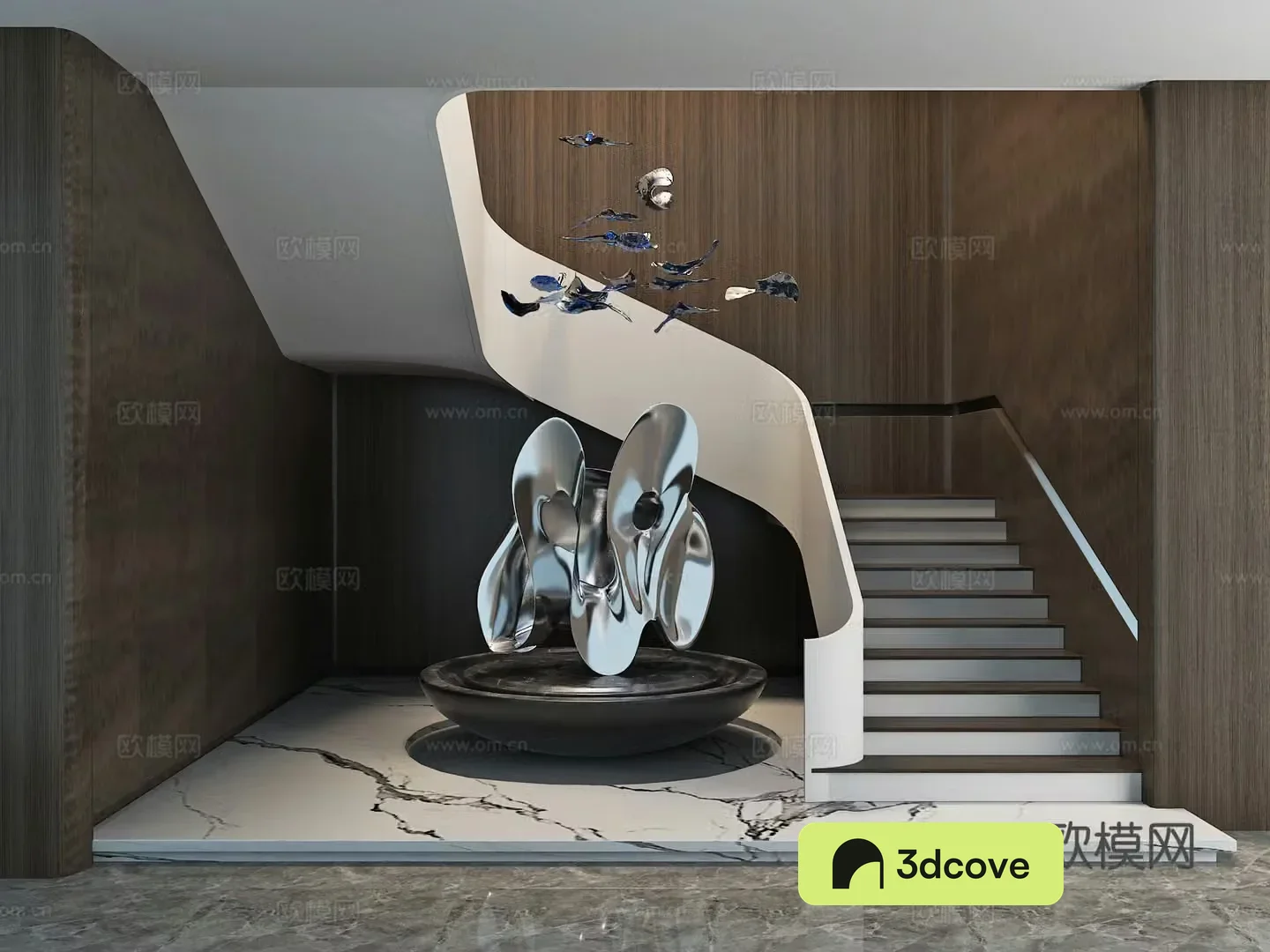 Stairwell beautiful palace handrail installation sculpture landscaping