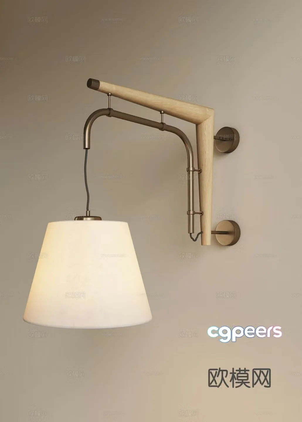 New Chinese style bedside wall lamp metal wall lamp living room wall lamp study wall lamp Zen wall lamp 3D model