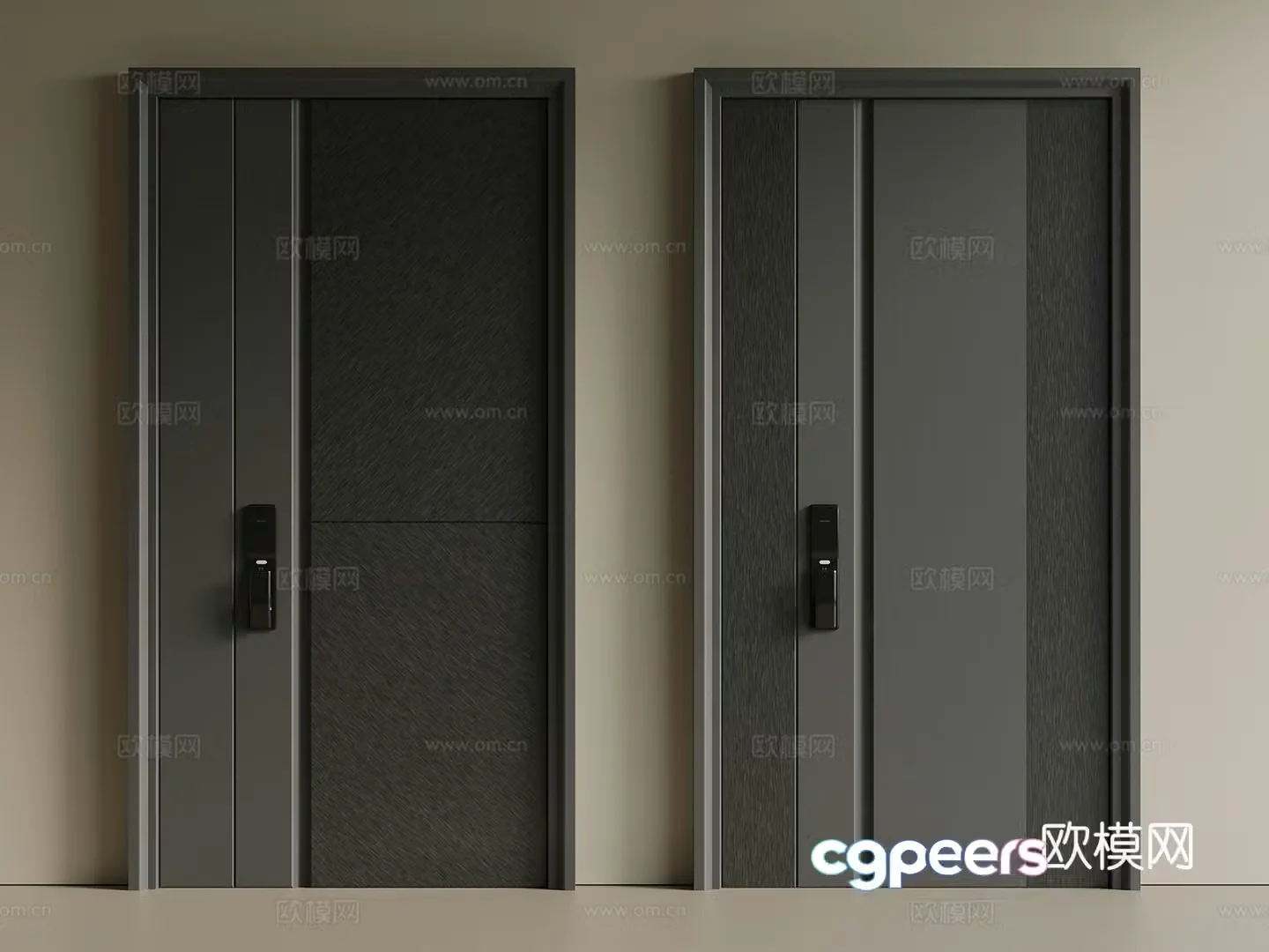 Light luxury new Chinese style single-open door security door villa door iron door copper door entrance 3D model