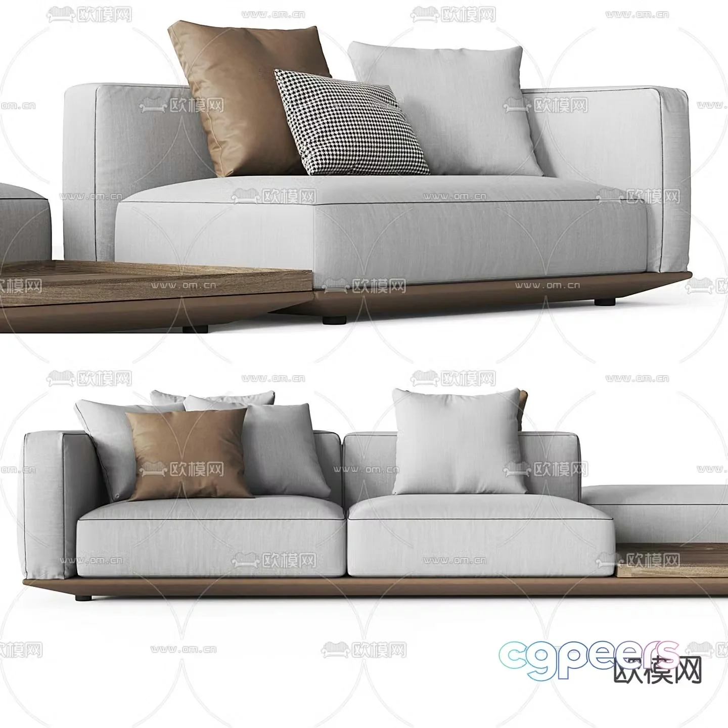 Minotti modern gray fabric multi-seater sofa 3d model
