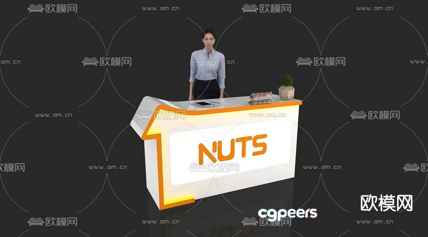Modern reception desk front desk service desk information desk 3d model