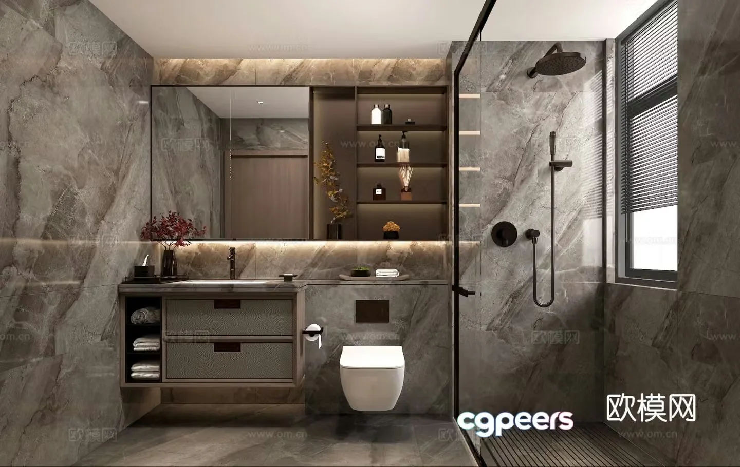 New Chinese style bathroom bathroom 3d model