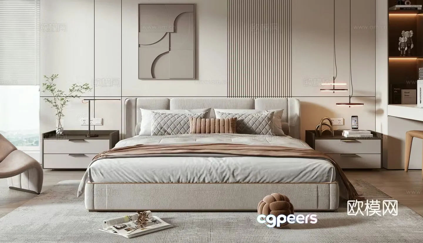 Minotti modern double bed 3d model