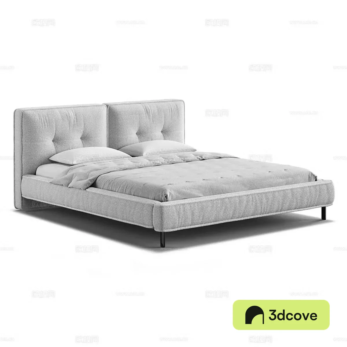 Modern simple double bed Simple bed Bedroom bed Pillow Simple bed