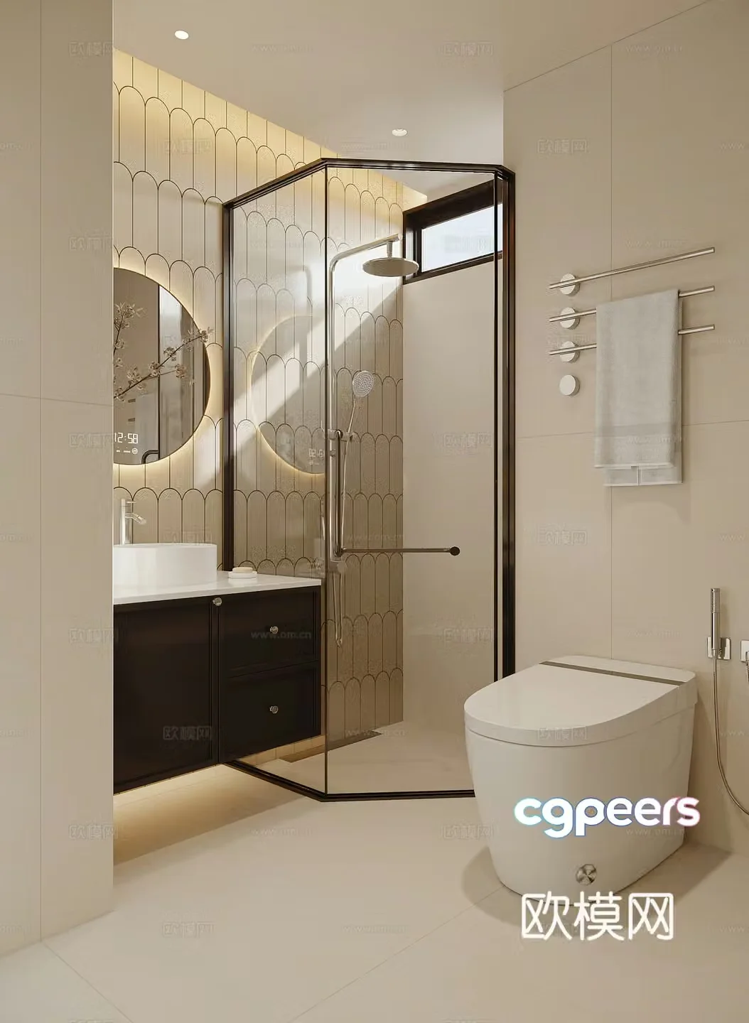 French retro bathroom 3d model