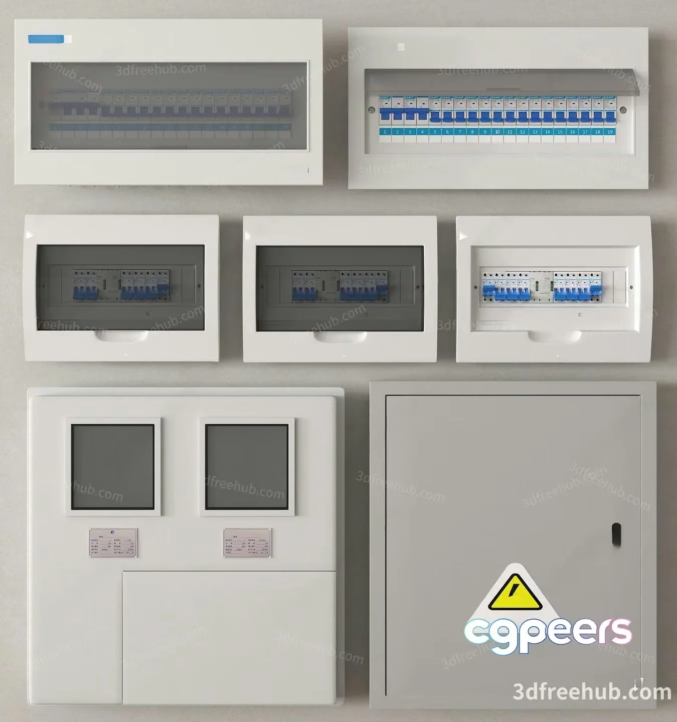 A Collection Of Electrical Panels 3D Model – 20940 – VRAY Render