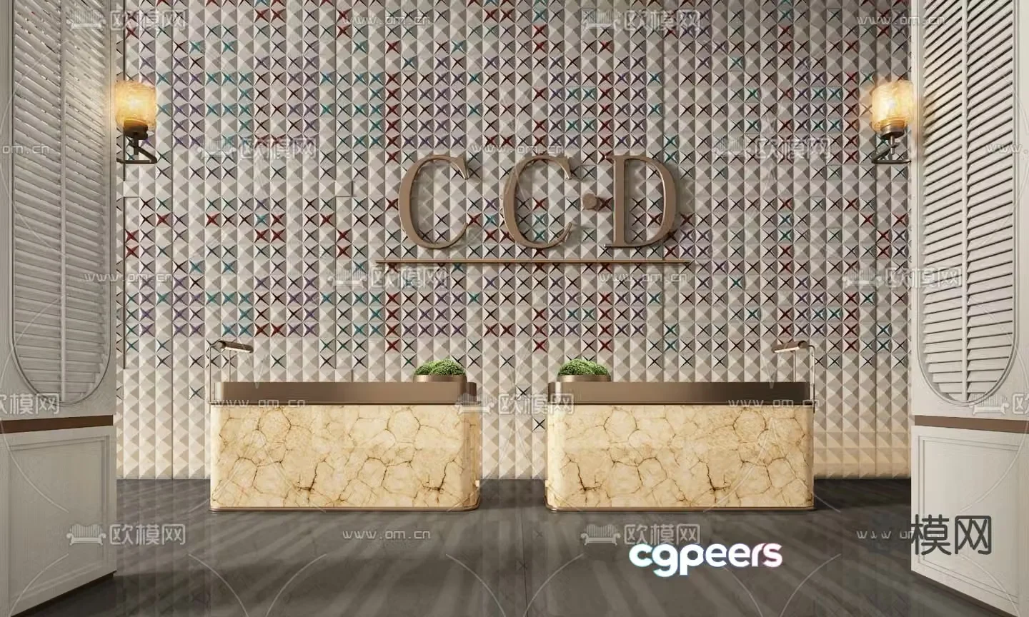 CCD front desk reception desk service desk 3d model