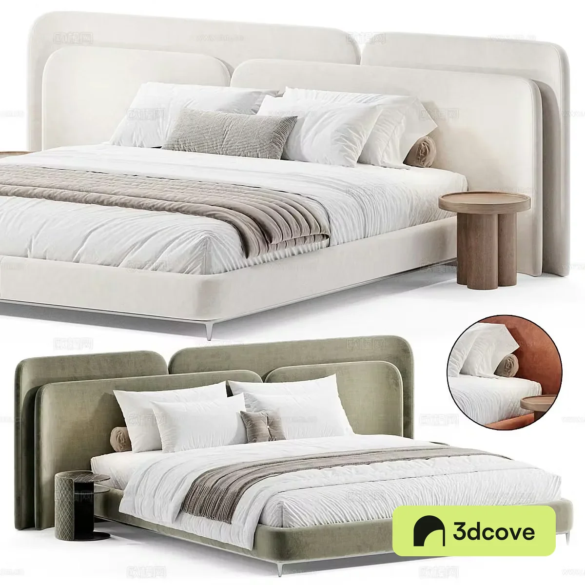 Modern Italian Khonimun Fabric Double Bed