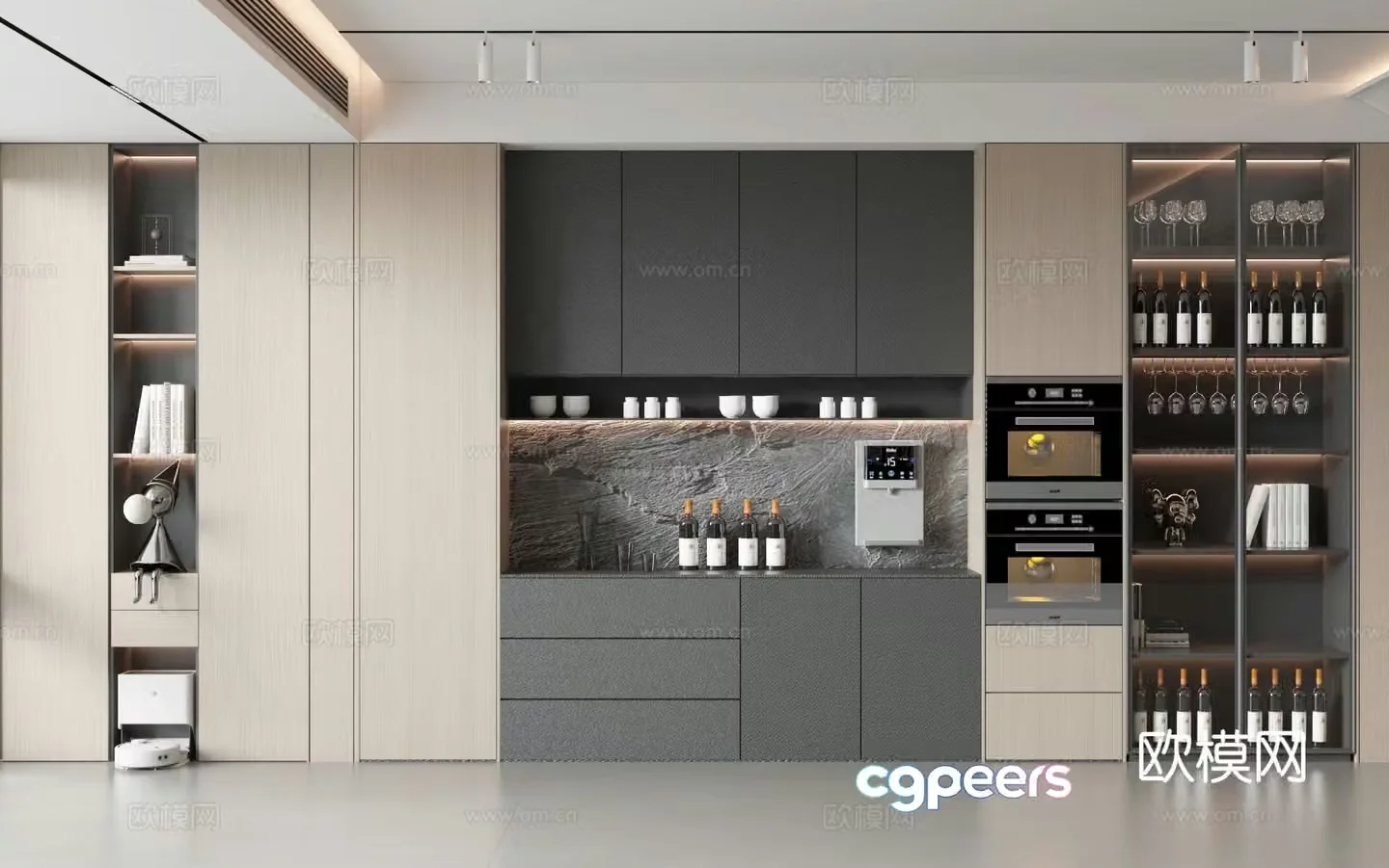 Modern wine cabinet sideboard integrated cabinet 3D model
