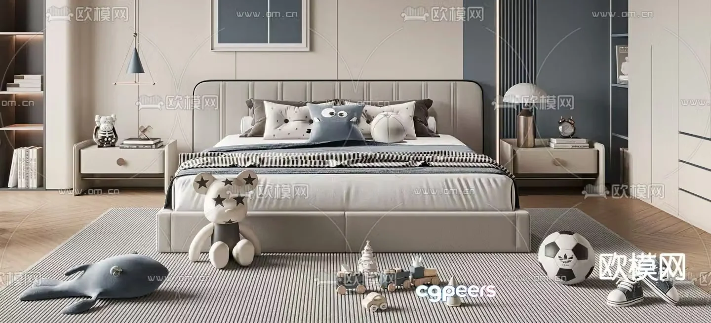 children’s bed double bed child’s bed 3d model