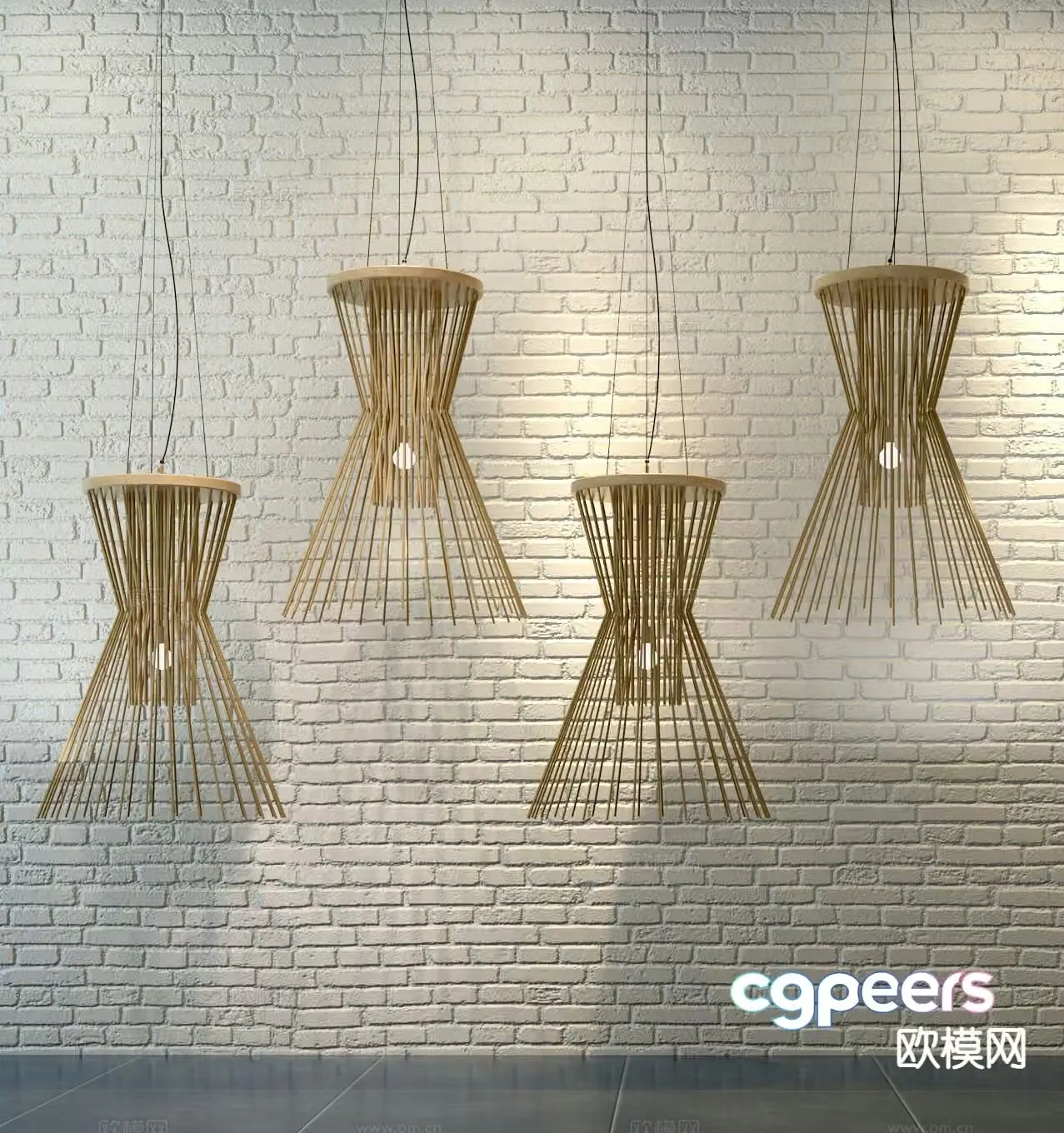 Wabi-sabi chandelier bamboo chandelier 3d model