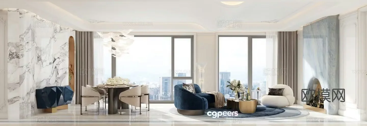 Living and dining room 3d model