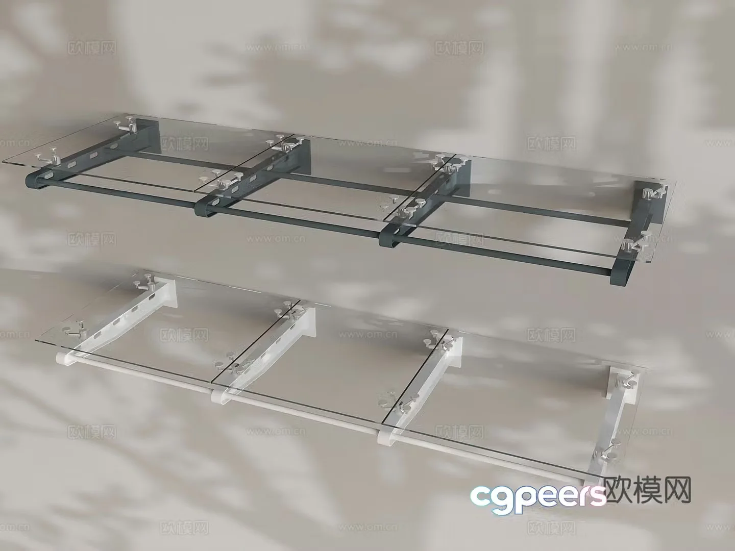 Glass awning outdoor steel structure rain 3D model