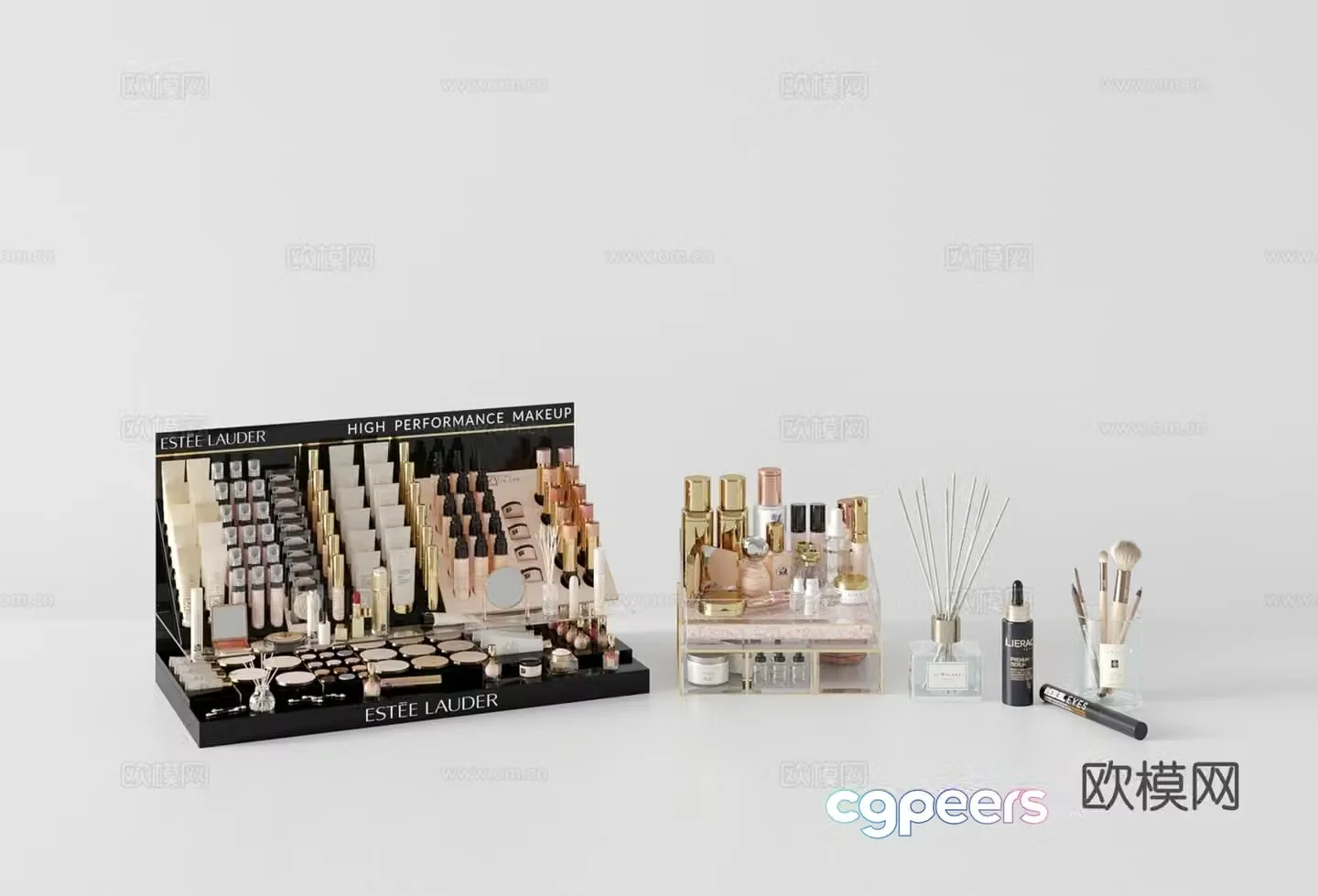 Modern cosmetics makeup box skin care products beauty foundation 3d model