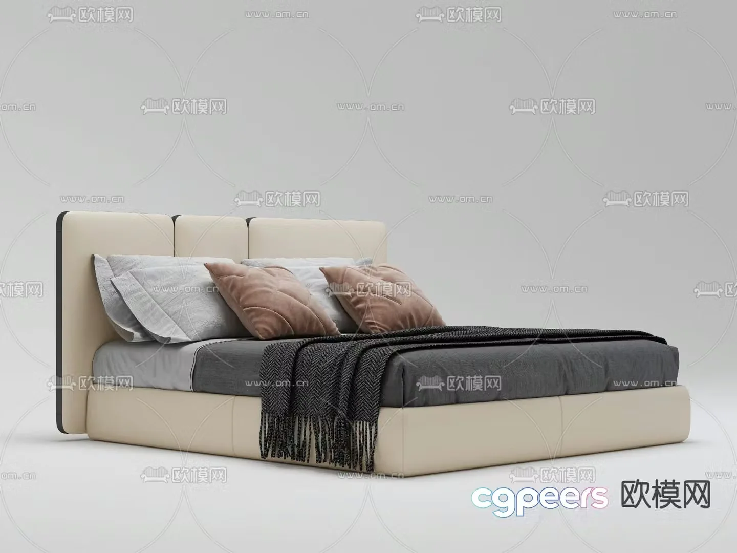 Leather double bed 3d model