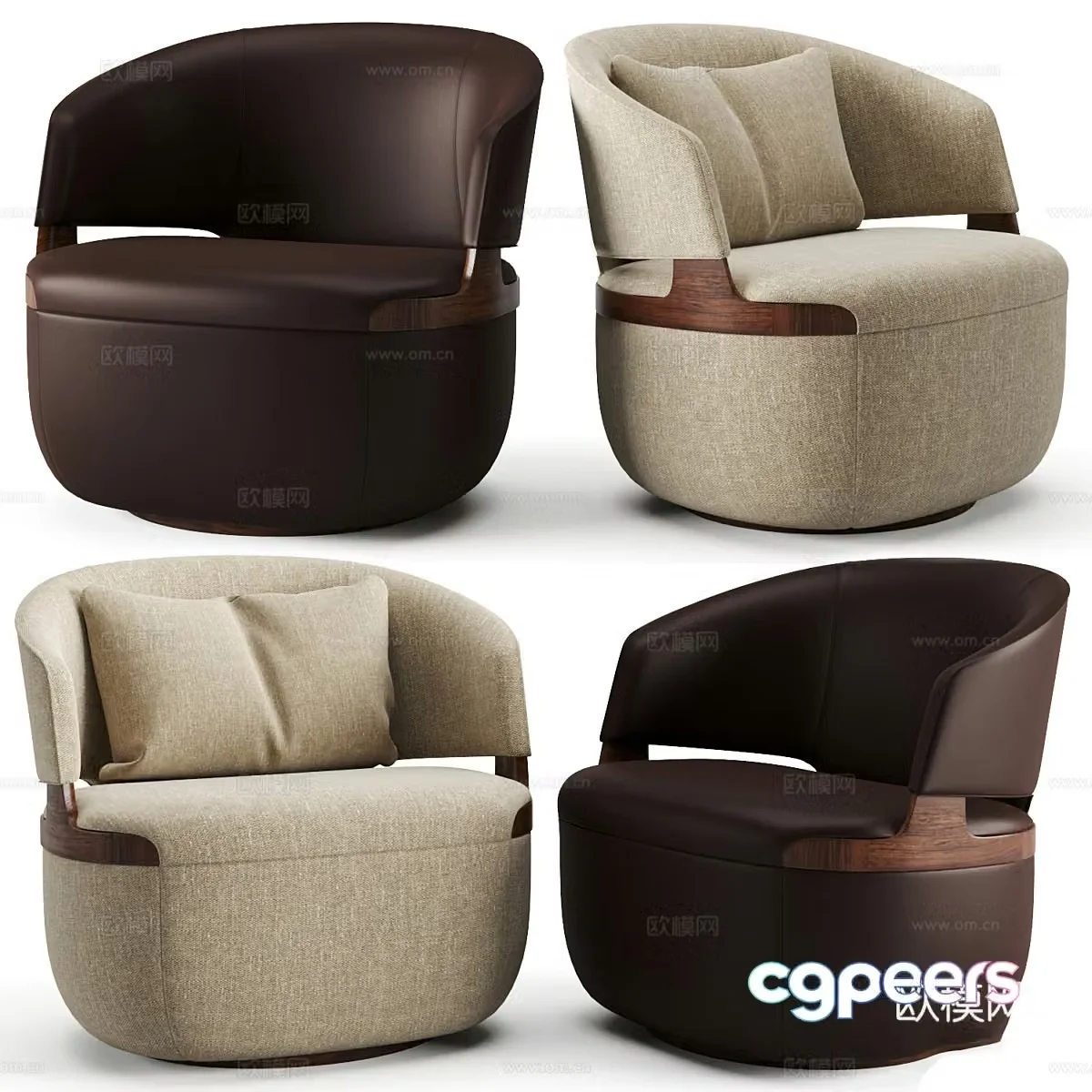 Modern Italian fabric leather sofa chair 3d model