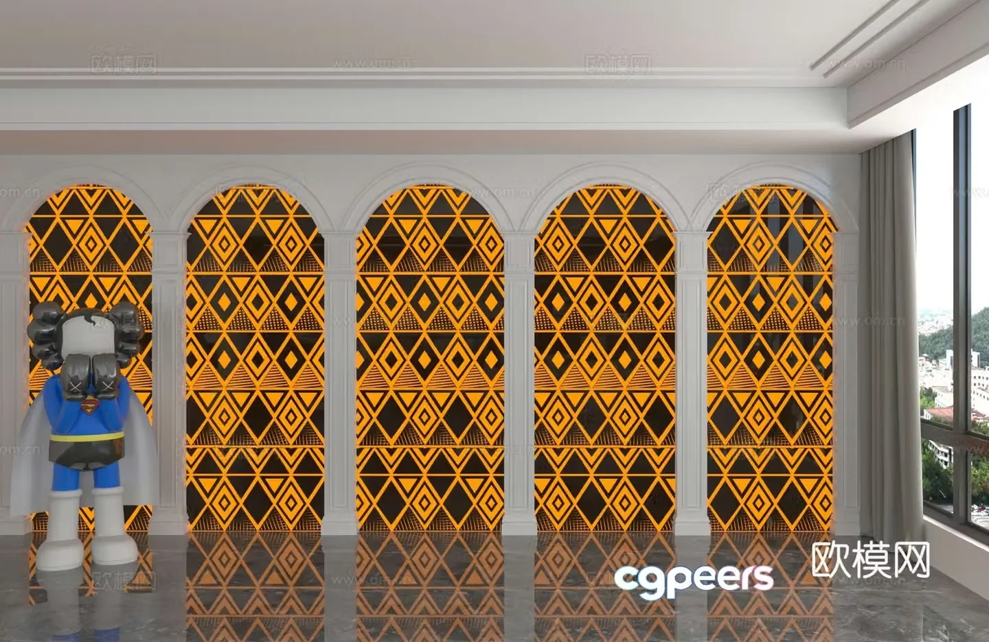 Modern background wall 3d model