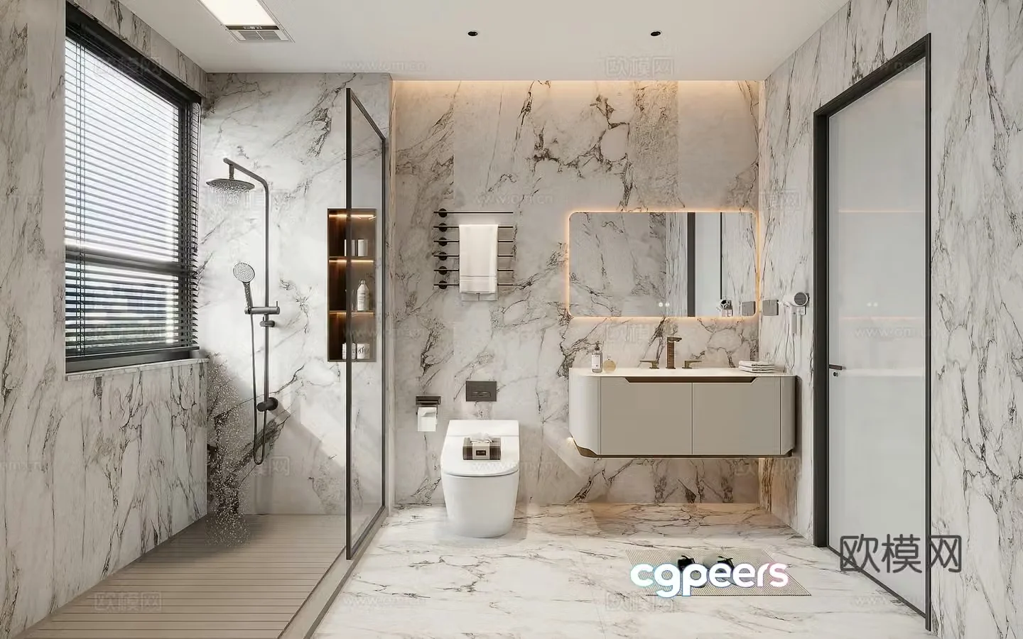 Light luxury bathroom bathroom 3d model