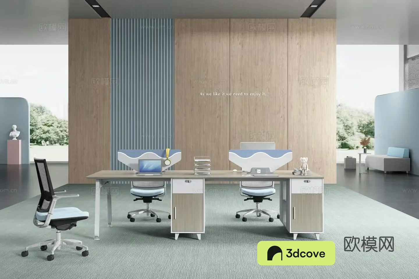 Working equipment office space office area staff desk and chair